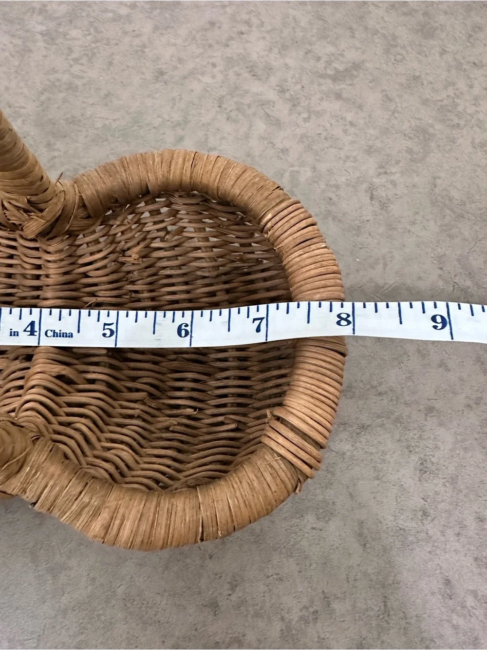 Vintage Woven Grape Egg Gathering Double-Compartment Basket Handle Natural Brown